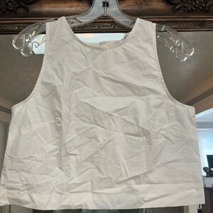 Mango White Sleeveless Boxy Crop Tank top button shirt minimalist